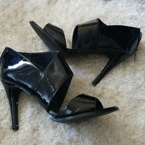 Sexy Faux Patent Leather Black Heels